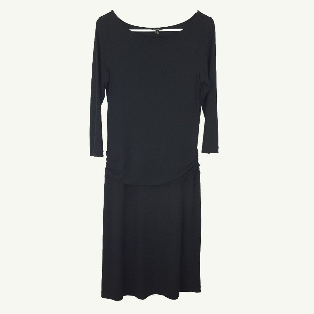 Talbots Solid Black Stretch Shift Dress Women's S… - image 1